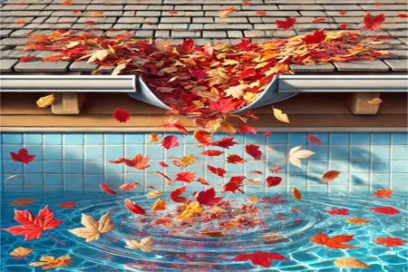 Laub im Pool